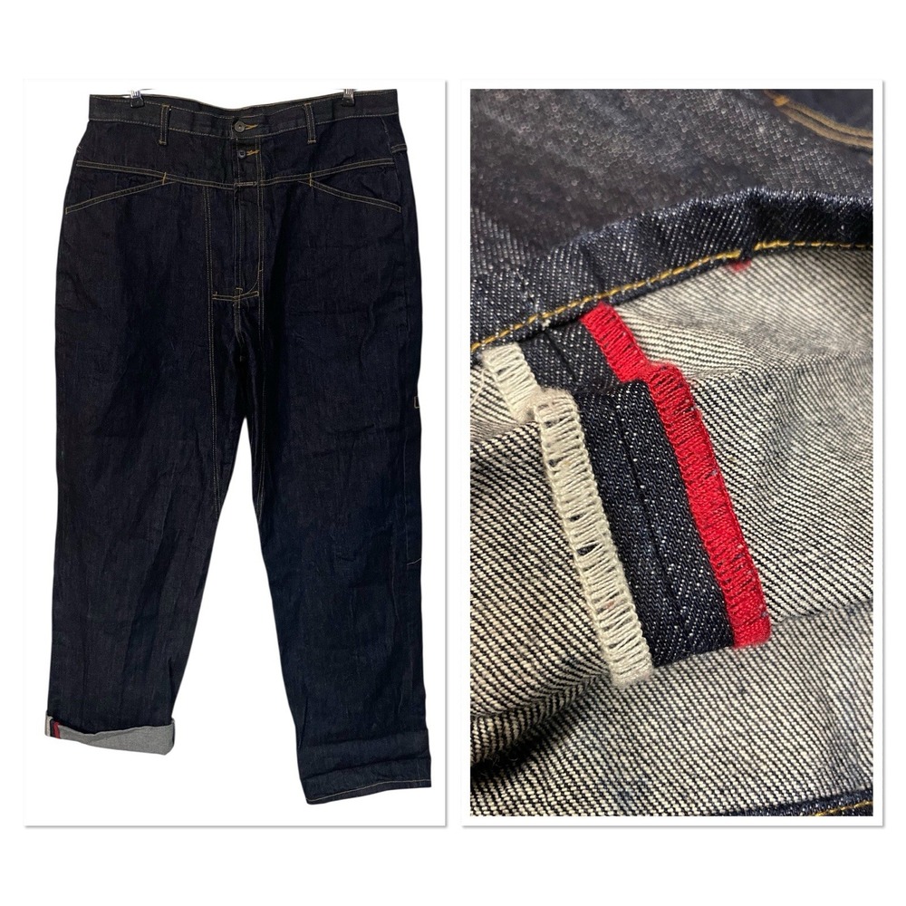 Vtg Marithe Francois Girbaud‎ Mens Selvedge Dark Baggy Jeans Y2K Streetwear 38